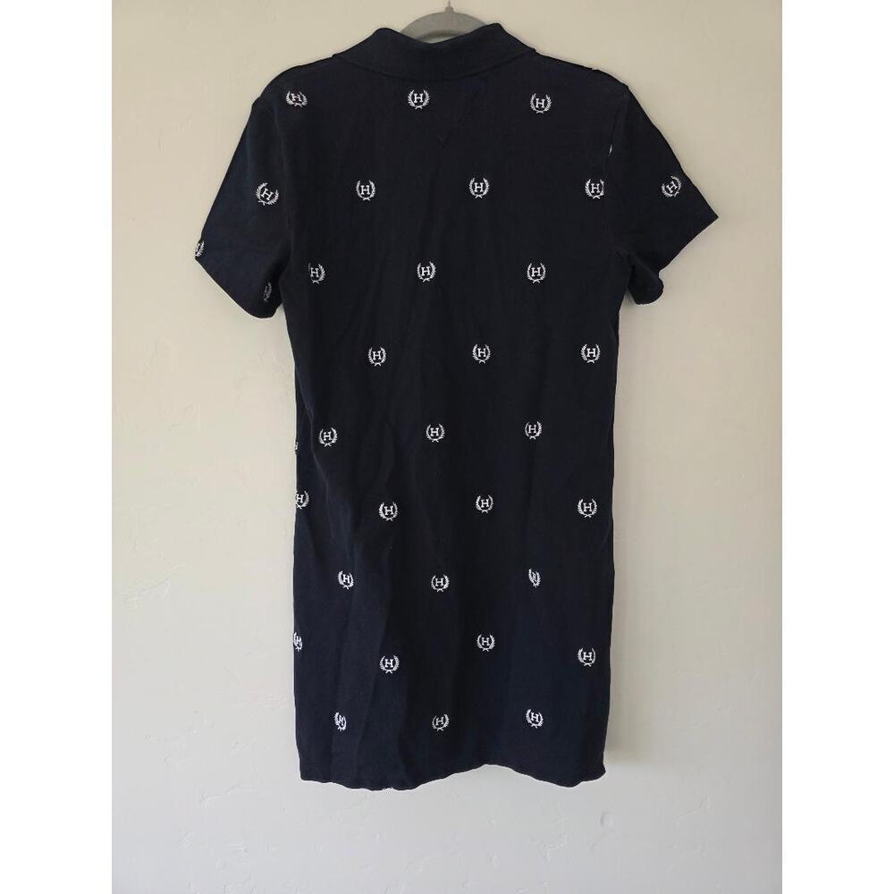 Tommy Hilfiger Black Polo Dress Slim Fit Crest Print Size M - Picture 2 of 7